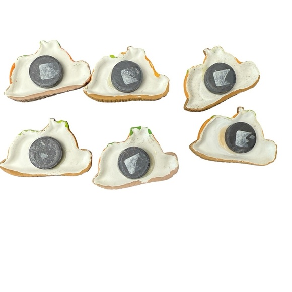 6 Handmade Magnets Ceramic Double Pumpkin Heads Jack O’Lanterns Halloween Treats - Picture 3 of 5